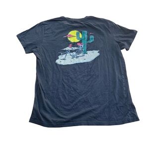 Taco Tuesday Tshirt Mens Medium Cactus Saguaro Black 100% Cotton Embroidered